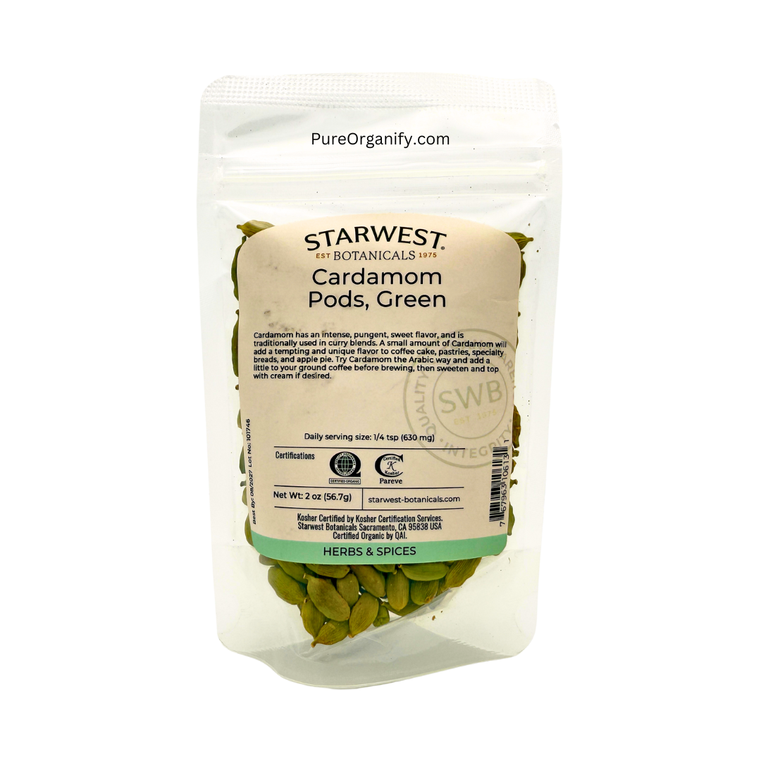 Cardamom Pods, Green, Small Elaichi, Organic