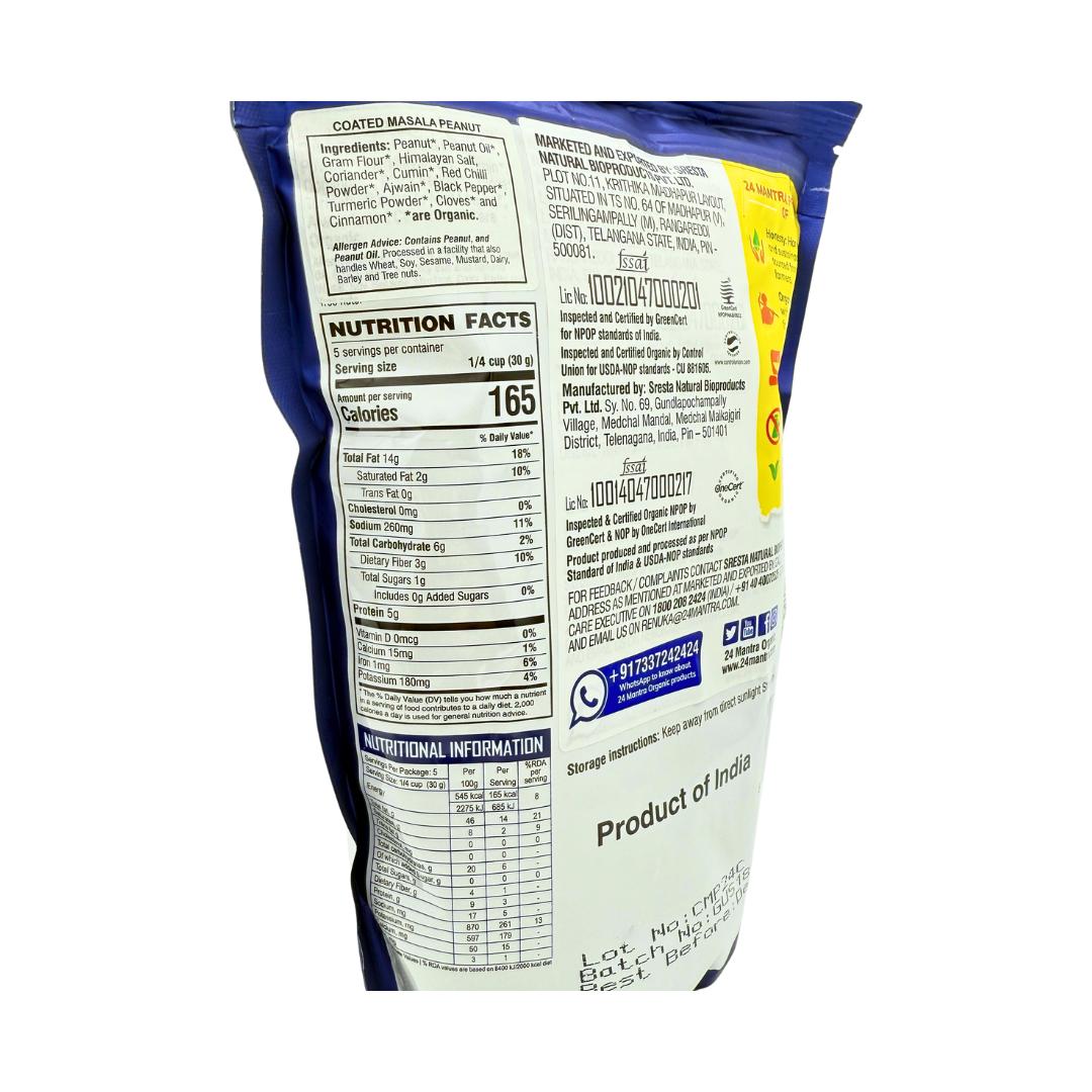 Coated Masala Peanut Snack, Organic, 24 Mantra