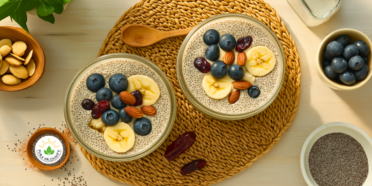 Overnight Chia Seed Pudding with Almond Milk & Dried Fruits 