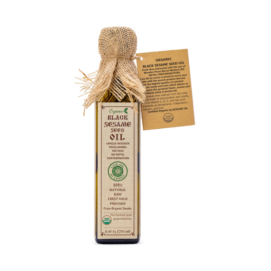 Raw, Organic Cold-Pressed Nut & Seed Oils (Food Grade) - Live Oil by Lesna (Almond, Walnut, Sesame, Mustard & More)