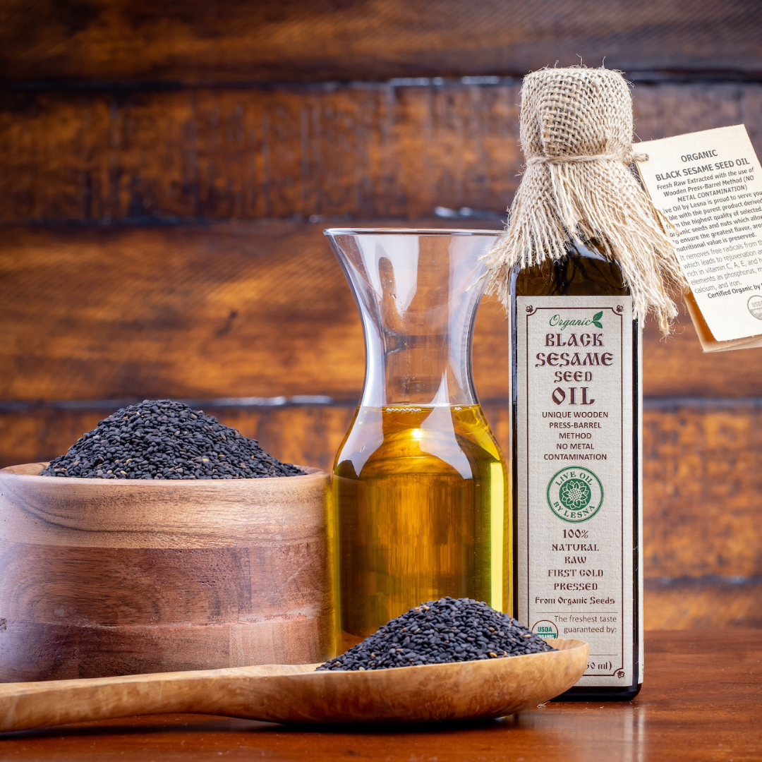 Raw, Organic Cold-Pressed Nut & Seed Oils (Food Grade) - Live Oil by Lesna (Almond, Walnut, Sesame, Mustard & More)