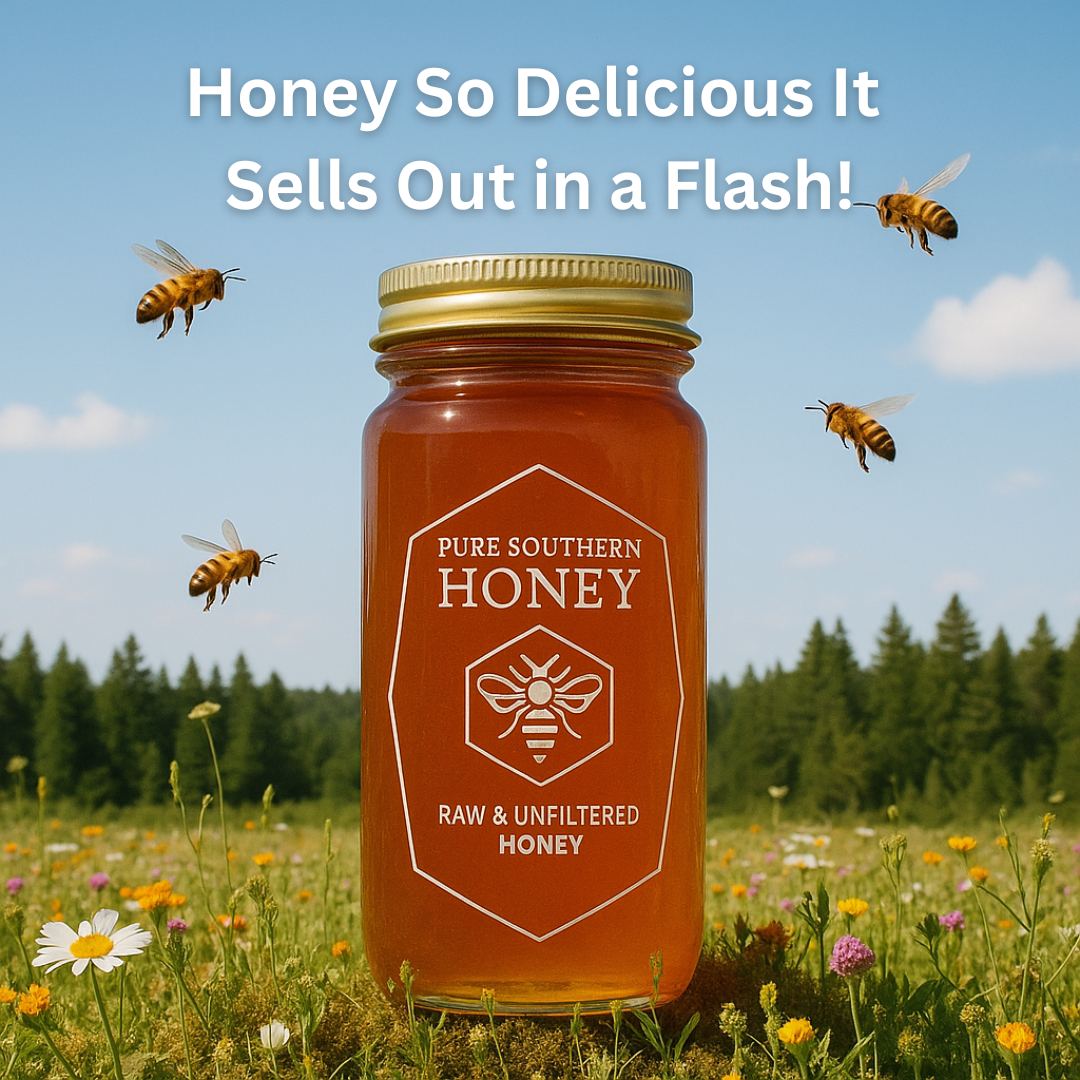 Pure Southern Wildflower Honey, Raw, Unfiltered, Unheated, Georgia Gallberry Honey