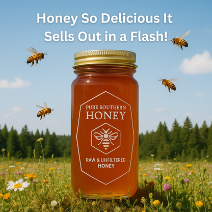 Pure Southern Wildflower Honey, Raw, Unfiltered, Unheated, Georgia Gallberry Honey