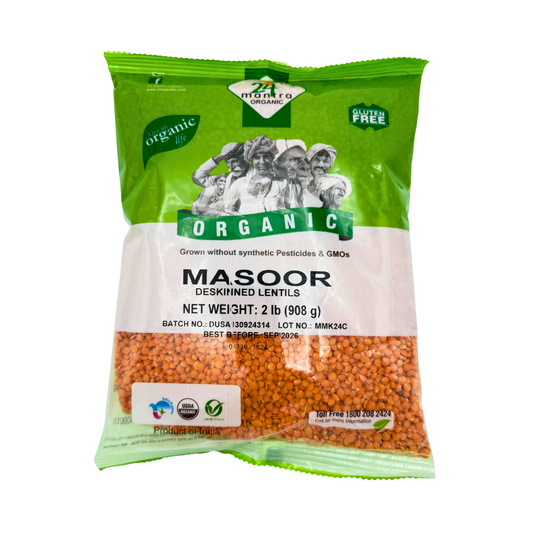 Masoor Dal (Red), Red Lentils, Whole Without Shell, Organic, 24 Mantra