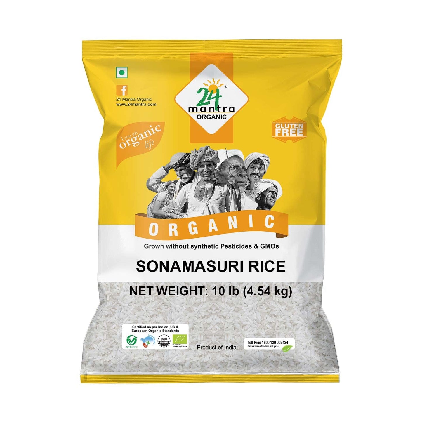 Sonamasuri Brown Rice, Organic, 24 Mantra
